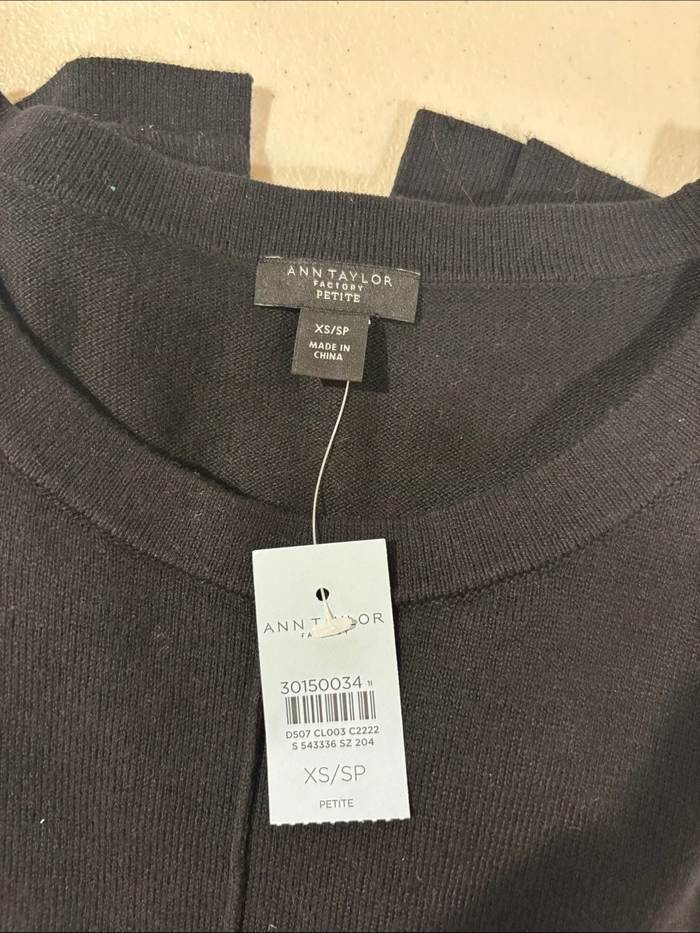 Ann Taylor Factory Petite Black Crew Neck Sweater Top